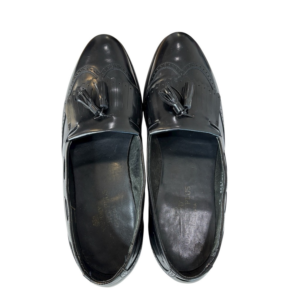 VTG Comfort Plus Mens Wingtip Tassel Black Leather Loafers Sz 11.5 D/B Made USA - Picture 11 of 14